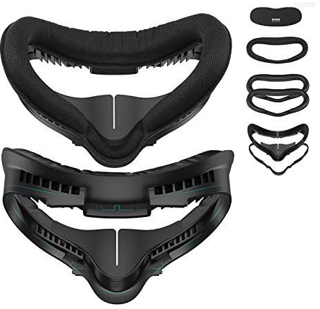 KIWI design Facial Interface Kompatibel mit Quest 2, verbesserte 6 in 1 Zubehörset mit Brillenabstandshalter, Linsenabdeckung, Nasenpolster, Sportpolster aus Stoff und 2 PU-Gesichtspolster