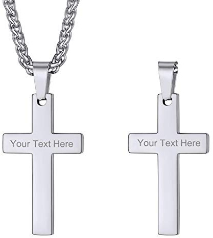 GoldChic JEWELRY Unisex Colgante Acero Cruz Amuleto en Cadena Personalizable
