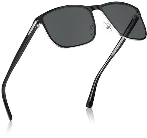 CARFIA Herren Sonnenbrille Polarisierte UV400 Schutz Quadratischer Metallrahmen Fahrradbrille mit Verzinkten Kupferstiften Sport Outdoor XL Angelbrille mit Lederetui CA5335