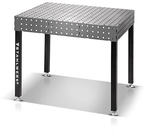 STAHLWERK 3D Schweißtisch WT-100 3D ST mit 1.000 kg Tragkraft, D16 Lochsystem und 6 mm Arbeitsplatte 100 x 80 cm, Montagetisch DIY-Bausatz zum Selbstschweißen aus Carbonstahl mit nivellierbaren Füßen