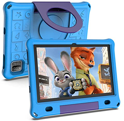 Lipa WQ01 Kinder Tablet Blau 10,1 Zoll - Kids Tablet - 64 GB Speicher - 3 GB Arbeitsspeicher - Großer Bildschirm - Mit vorinstallierter Spiele-Software - Play Store - Einstellbarer Kinderschutz