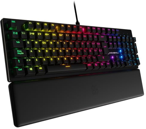 NEWSKILL Serike V2 Teclado mecánico Full Layout RGB con switches Hot-Swap lineales, Estructura metálica y reposamuñecas magnético español Negro