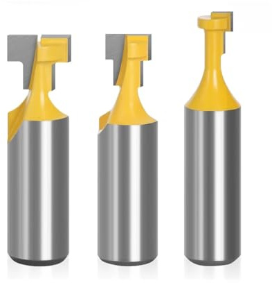 12 mm 12,7 mm skaft T-spår Fräs Fräs Bit Set Hexbult Hål Bits T Spårfräs Fräs for träbearbetning (Material : 3pcs set, Size : 12mm Shank)