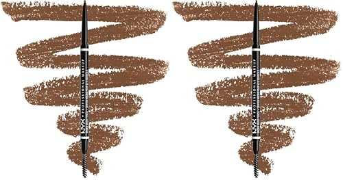 NYX Professional Makeup Micro Brow Pencil, Dual Ended With Mechanical Brow Pencil And Spoolie Brush, Vegan Formula, Shade: Ash Brown (Pack of 2)