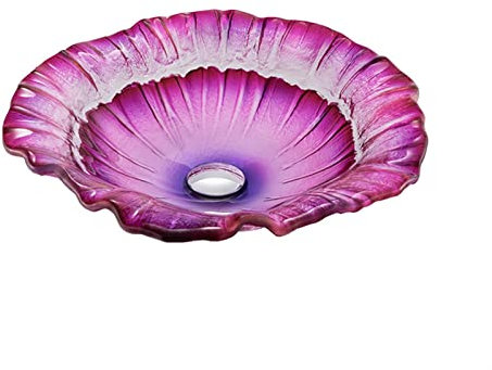 KJSHXYG Badezimmer-Waschbecken, 43,2 x 43,2 cm, Glas-Waschbecken, bunt, handbemalt, Einzelwaschbecken, Aufsatzwaschbecken, Badezimmer-Waschbecken (Magenta)