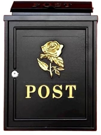 CSSHNL Cassetta Postale Cassetta Postale Villa Cassetta Postale Inglese Antica Antipioggia Cassetta Postale Esterna Cassetta Postale Creativa Posta in Arrivo(Gold Rose Spot)