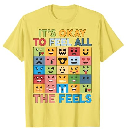 Yellow Mental Health It's Okay To Feel All The Feels Kids T-Shirt
