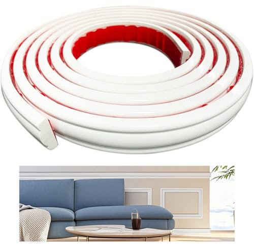 Zierleisten Selbstklebend, Wandleisten Selbstklebend, Stuckleisten Selbstklebend, Wandleisten, Stuckleisten Wand, Styroporleisten für Spiegelrahmen, Schränke & Wohnraumgestaltung Weiß 3.5m x 2.7cm