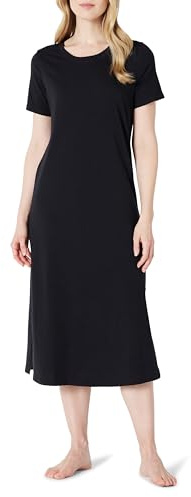 Amazon Essentials Camicia da Notte da Donna in Morbido Misto Cotone a Maniche Corte, Nera, L