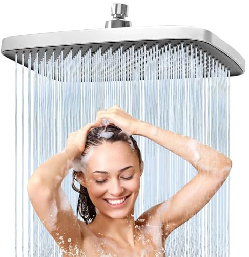 weiclianhp Cabezal de Ducha con Filtro Antical 360° - Alcachofa de Techo Cuadrada Grande para Ahorro de Agua - Panel de Ducha Rectangular en Acero Inoxidable - Diseño Moderno para Baño, Piscinas