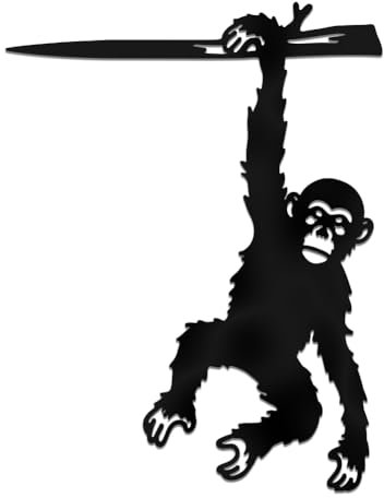 WADORN Décoration de Jardin en Métal de Orang Outan, Silhouette D'Arbre de Jardin de Singe Piquets Insectes Ornements Cadeau Singe Sur Branche Ornements D'Arbre pour L'Art Cour Patio Extérieur Pelouse