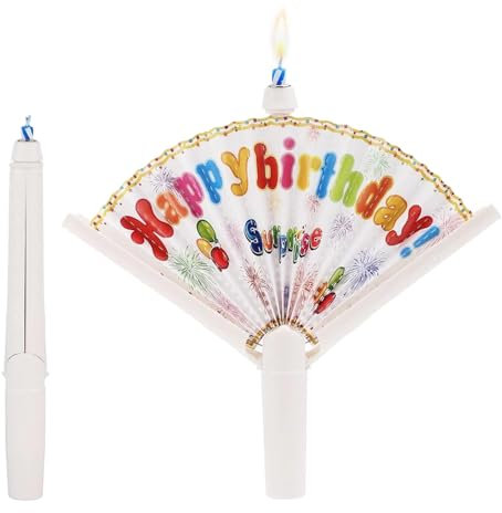 Fan-Shaped Birthday Candles Supplies Novelty Fan Birthday Candle for Cakes Creative Happy Birthday Trick Candles for Birthday Parties and Cake Decor