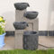 Festive Lights Fuente solar LED en cascada de 42 cm, funciona con energía solar y USB, fuente solar para interior y exterior, fuente solar para exterior, jardín