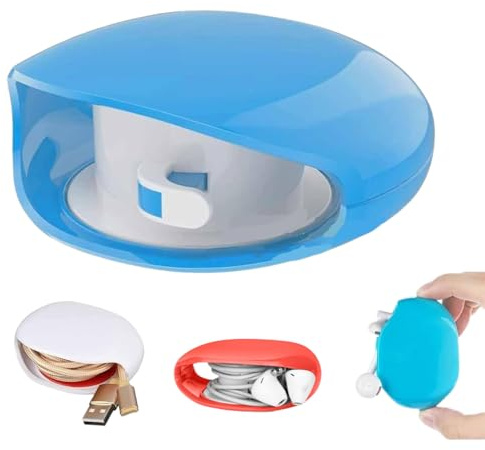 Gestion automatique des câbles, gestion des câbles rétractable, petit enrouleur pour câble USB, casque, câble de charge pour voyage et organisation (bleu)