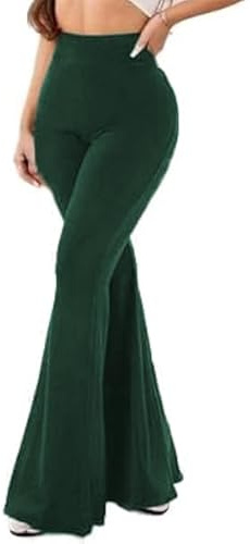 Vaimti Plus-Size Casual Pants for Women high-Waisted Bell Bottoms Yoga