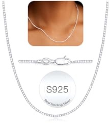 ZHESHY Argent Sterling 925 Collier Pour Femmes Chaîne Argent Largeur 0.8/1/1.3mm Collier Sans Pendentif Fine Chaîne En Argent Collier Ras Du Cou Pour Femmes Hommes Bijoux Cadeaux 40/45/50/55cm