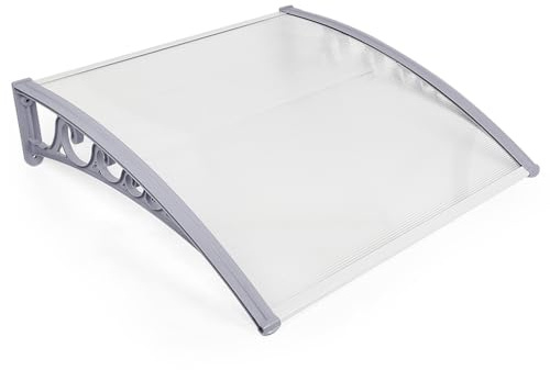Belfoyer Auvent de Porte d’Entrée DIY, Marquise en Polycarbonate Creux 5 mm avec Support PP et Profilés Aluminium, Toit Abri Résistant Pluie, Neige et UV pour Porte, Fenêtre ou Terrasse(60 * 100cm)