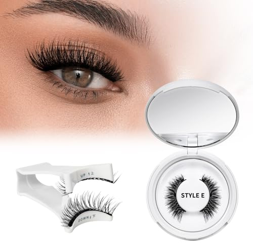 Ciglia Magnetiche Naturali, Ciglia Finte Magnetiche riutilizzabili con applicatore, non c'è bisogno di colla magnetica per Ciglia QUEWEL facile da indossare e rimuovere （Style E 04)