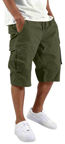 Pantaloncini Uomo Estivi Cargo Bermuda Cargo Shorts - Con Tasche Pantaloni Corti Slim Fit Multi-Tasche In Cotone Pantaloncini Da Lavoro Casual Sportivi Leggero Shorts Campeggio Vacanza Spiaggia