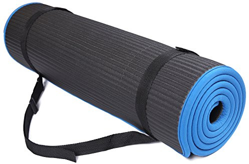 Fitvids BalanceFrom BFGP-10BLK GoFit - Esterilla Multiusos de 10 mm Extra Gruesa de Alta Densidad Antideslizante para Ejercicio, Pilates, Yoga, con Correa de Transporte