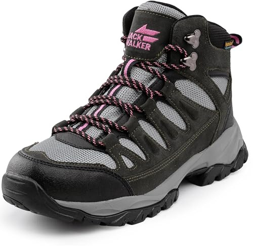 Jack Walker Women's Trekking and Hiking Boots - Waterproof Hydroguard Ladies Walking Boots with Memory Foam Insole, Lightweight Breathable Suede Outdoor Adventure Shoes - JW1005