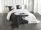 ABAKUHAUS Kung Fu Tagesdecke Set, Drachen mit Yin Yang, Set mit Kissenbezügen Waschbar, für Doppelbetten 220 x 220 cm, Weiß und Grau