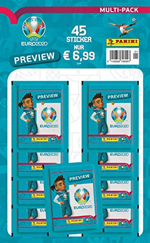 Panini Euro 2020 Preview Collectible Stickers Special Collection Multipack with 9 Bags (45 Stickers)
