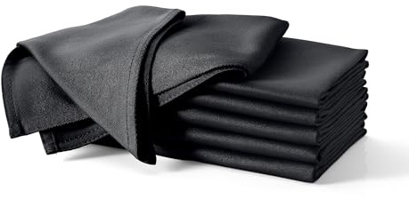 JF.kitchen® | 12 Stoffservietten mit Faltanleitung aus extra hochwertiger Baumwolle 40x40cm (Schwarz)