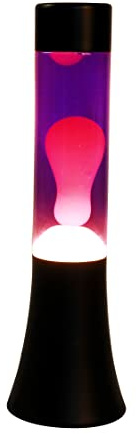 I-TOTAL® Lampada Lava Flared Colorata – Effetto Bolle Ipnotico, Design Retrò, Cera Fluida, Luce Rilassante, Lampada Decorativa per Casa e Ufficio (Base Nera Liquido Viola Cera Rosa)