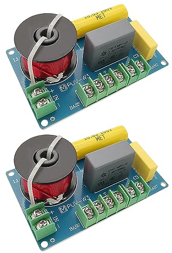 HiQltyla 3 Way Speaker Crossover, PUV-W3 200W Passive Crossover for HiFi Home Audio 4 to 8 Ohm Bass Mediant Tweeter Bookshelf Speakers - 2Pack