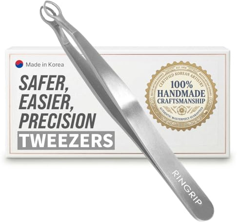 Rinocos Round Tip Tweezers, 316 Surgical-Grade Stainless Steel, Precision & Safety, Facial Hair & Eyebrow Tweezers