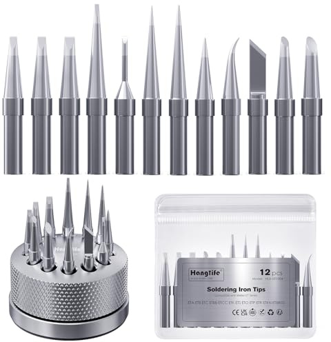 HANGLIFE ET Soldering Iron Tips with Tips Holder for Weller WE1010NA WES51/50 WESD51 WCC101 PES51/50 WEP70 LR21 and More Soldering Stations/Irons – Replacement Solder Tips for Weller Welding Equipment