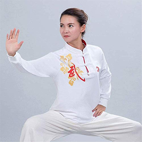 TaiChi Uniform,Tai Chi Clothing, Tai Chi Uniform Clothing, Martial Arts Sets Chinese Traditional Apparel Shaolin Kung Fu Wing Chun Suits Cotton Taekwondo Training Clothes for Men Women(White_XL)