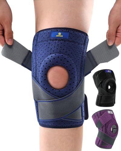 ABYON Ginocchiera Ortopedica, Regolabile Tutore Ginocchio con Stabilizzatori Laterali Rotulea Supporto Sportiva per Uomo e Donne Legamenti Rotula Menisco Artrite (S/M)
