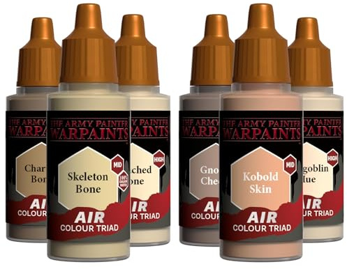 The Army Painter, Air Triads Light Skin Tone – Peintures prêtes pour aérographe Teintes claires avec 6x18 ml Warpaints Air de acryliques pré-diluées – pour figurines D&D et Warhammer