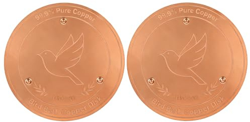 Goktvai 2uds Discos de Cobre para Baños Pájaros, Disco Purificador de Cobre Puro al 99,9% Universal para Baños y Fuentes Pájaros al Aire Libre Que Mantiene el Agua Limpia Forma Natural