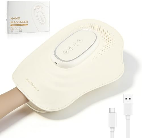Massaggiatore elettrico per le mani con funzione di calore e compressione, Massaggiatore manuale per Allevia Artrite e Tunnel Carpale, 3 Modalità e 3 Livelli di Calore, senza fili tramite USB