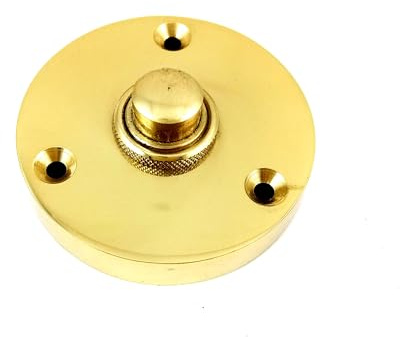 EuroArt Victorian Round Door Bell Push Press Button 52mm – Traditional Surface Mounted Entrance Doorbell (Polished Brass)