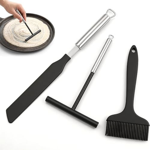 Crepes Distributore E Spatola - Distributore Pasta Paletta Per Crepes Maker - Utensili Da Cottura In Acciaio Inox E Silicone Per La Casa Cucina Cottura