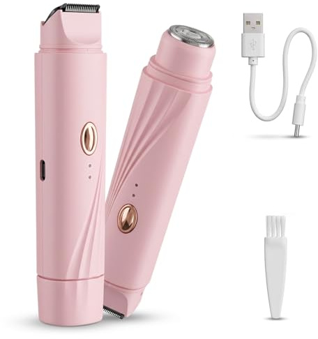 Bikini Trimmer Women, Electric Razors, 2-in-1 Waterproof Lady Shaver | for Intimate Areas, USB-C Rechargeable Facial Hair Remover for Peach Fuzz, Underarms & Legs, Gentle on Sensitive Skin