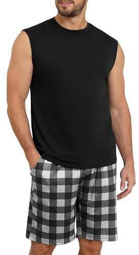 KUYIGO Mens Pyjamas Set Short Sleeve Soft Cotton Nightwear S-2XL | Soft silky stretch, breathable, relaxed fit, elastic waist, solid colours, versatile home office, easy care, summer