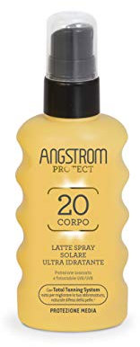 Angstrom Protect Latte Solare Spray Corpo SPF 20, Azione Idratante e Duratura, Indicata per Pelli Sensibili, 175 ml