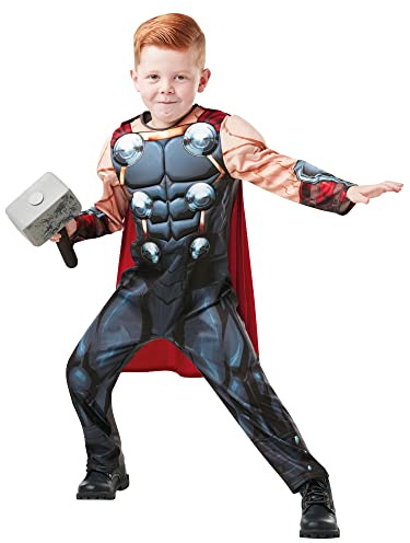Rubie's Officiell Marvel Avengers Thor Deluxe barnkostym, superhjältekostym för barn