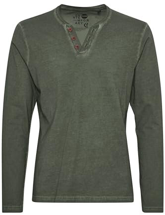 !Solid SDTinox Herren Longsleeve Langarmshirt Shirt mit V-Ausschnitt 100% Baumwolle Regular fit, Größe:M, Farbe:Climb Ivy (3785)
