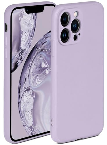 ONEFLOW Mjukt fodral kompatibelt med Apple iPhone 13 Pro, silikonskal, upphöjd kant för skärmskydd, två lager, mjukt mobiltelefonfodral – matt syren