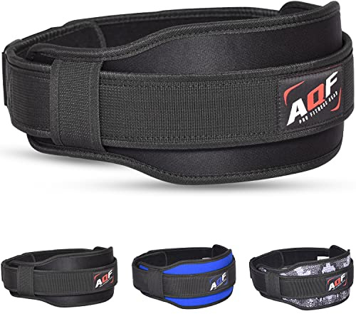 AQF Weight Lifting Belt Back Support Contoured 5.5 Inch Neoprene Back & Core Lumbar Support for Bodybuilding, Powerlifting, Squats, Deadlifts, Strength Training & Exercise (Black, XS)