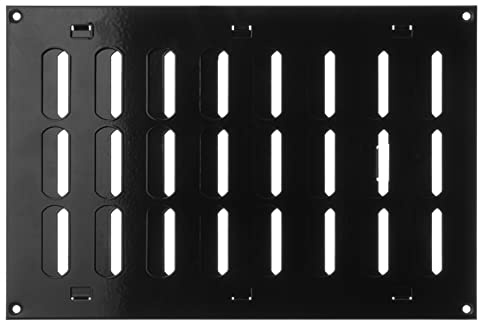 LIRAST 300x200mm Adjustable Air Vent Cover Black - 12x8 inch Wall Air Vent Cover Open Close - Hit and Miss Vent Cover - Air Brick Covers for Outside Walls - Metal Ventilation Grille