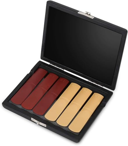 Saxophone Reed Case Housse en Cuir PU avec Fentes pour 6pcs Anches de Clarinette Saxophone 120 X 90 X 20 Mm / 4,72 X 3,54 X 0,78 Pouces