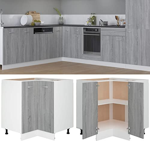 ZEYUAN Armario de Cocina, Mueble Fregadero, Mueble Bajo Cocina, Modulos De Cocina, Armario Bajo Cocina, contrachapada Gris Sonoma 75,5x75,5x80,5cm