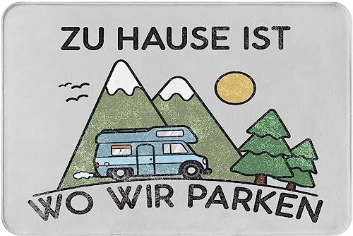 Rajfoo Camping Zu Hause Ist Wo Wir Parken Geschenk Wohnmobil-Geschenk-Teppiche, rutschfeste Eingangsteppiche, Fußmatten, 40 x 60 cm